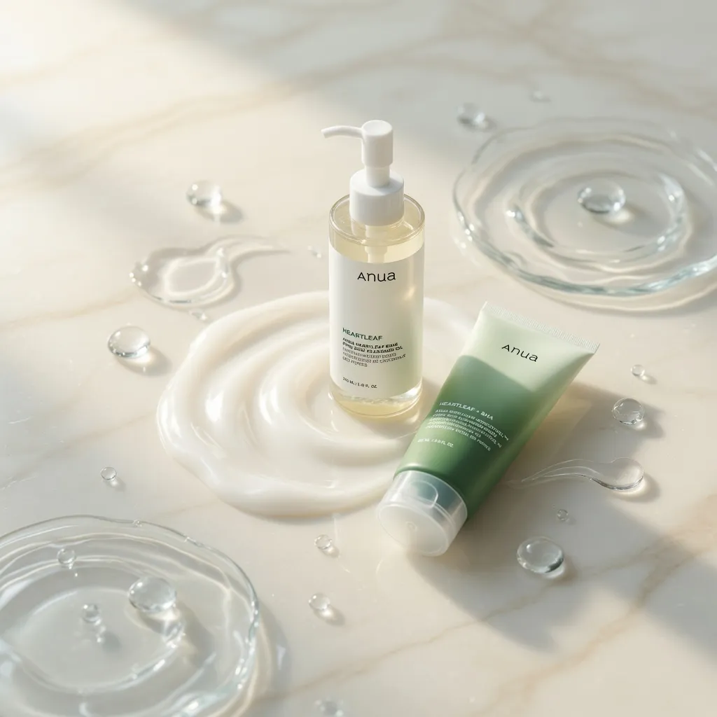 Anua Heartleaf cleansing oil double cleanse routine visual