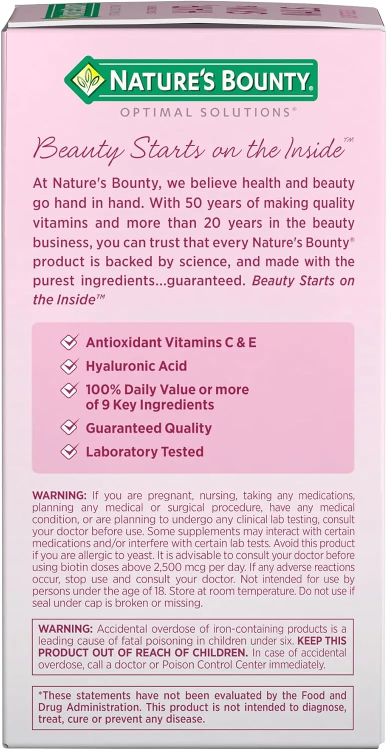 Nature’s Bounty Hair Skin and Nails back package panel