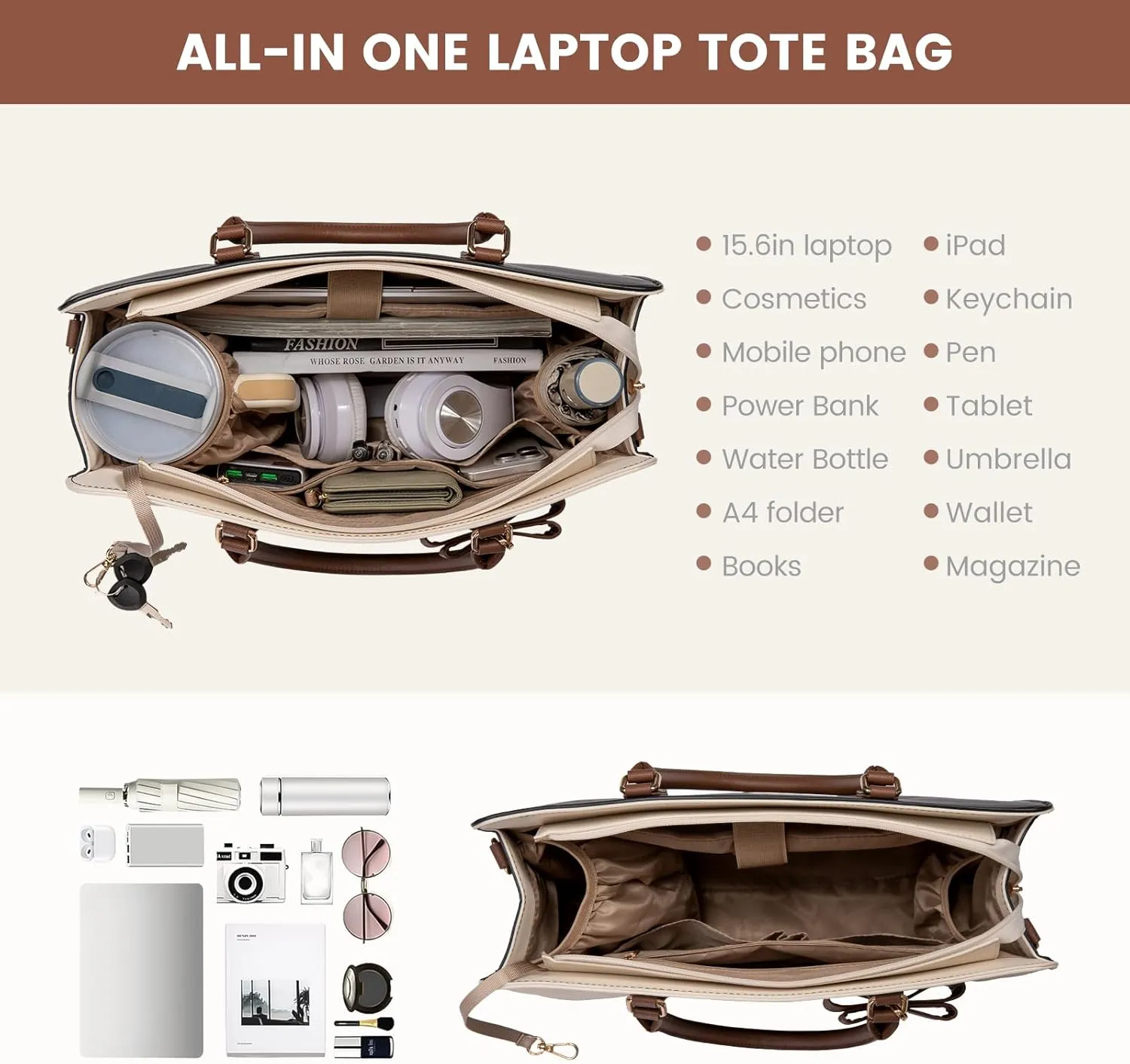 LOVEVOOK tote bag organizer compartments