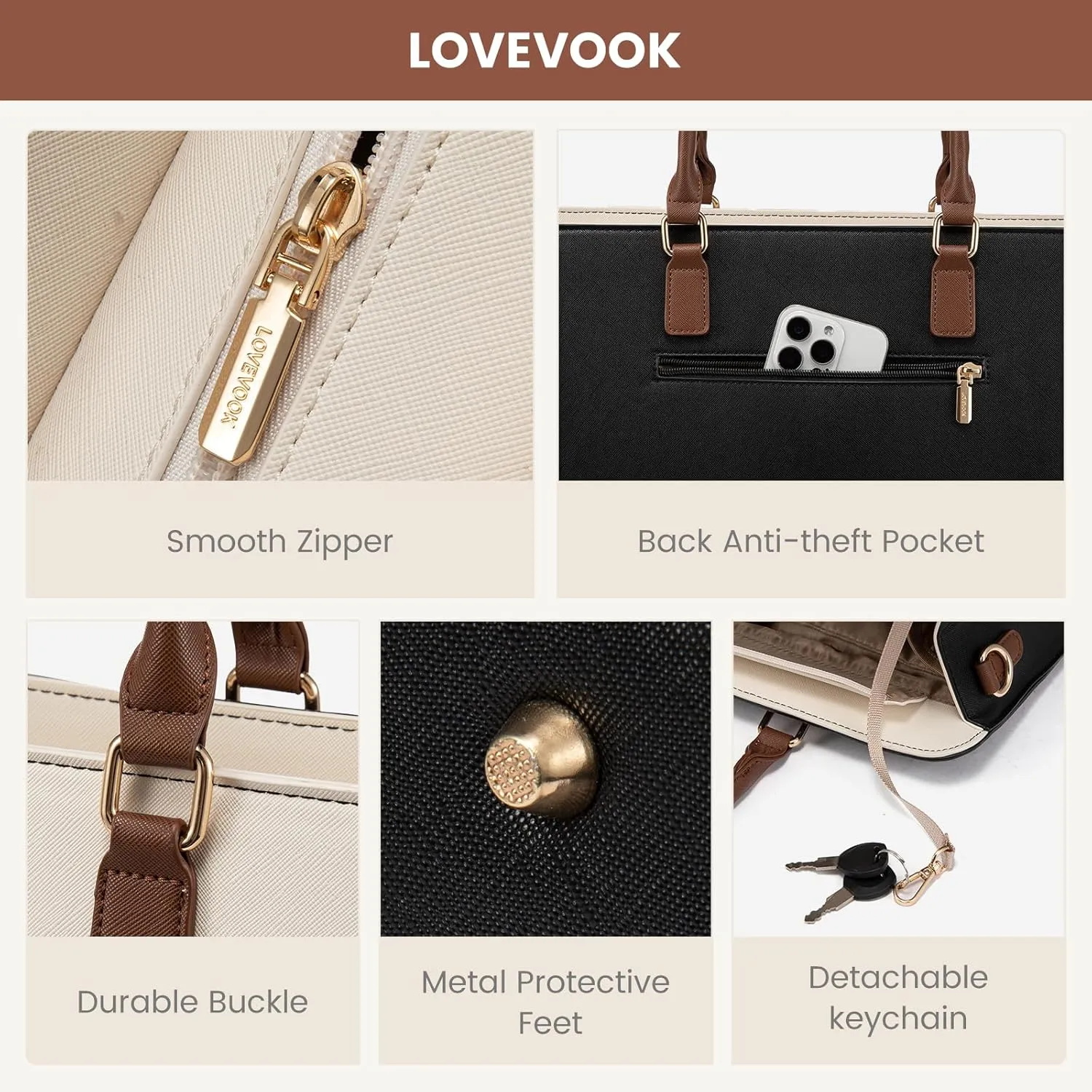 LOVEVOOK laptop tote carry options and strap