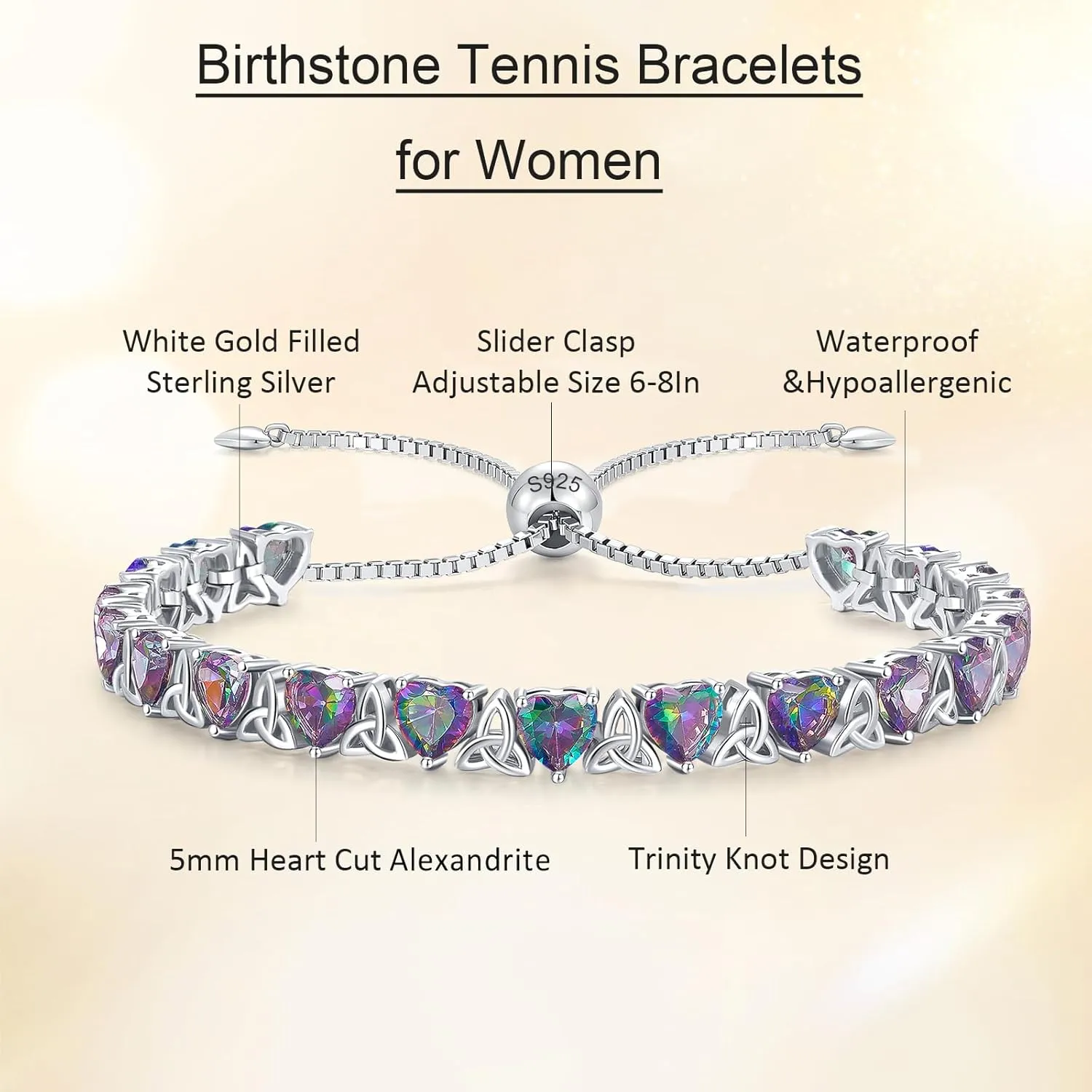 Birthstone bracelet color options gift chart