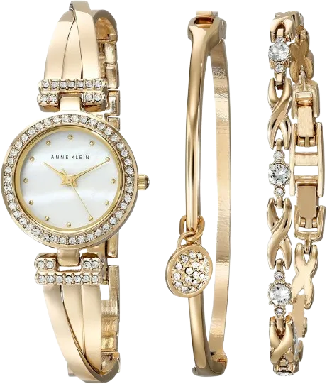 Anne Klein Crystal Bangle Watch Set