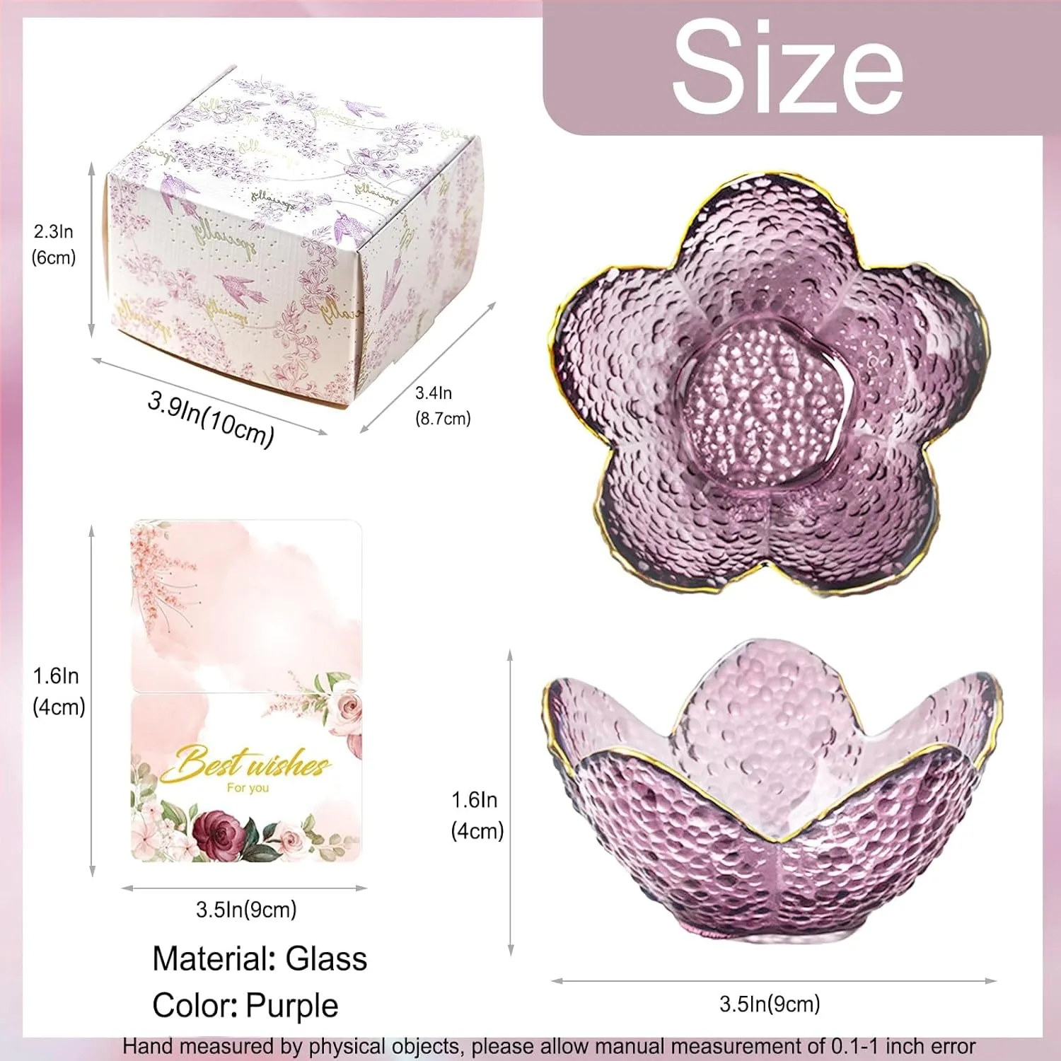 Purple glass flower jewelry tray detail