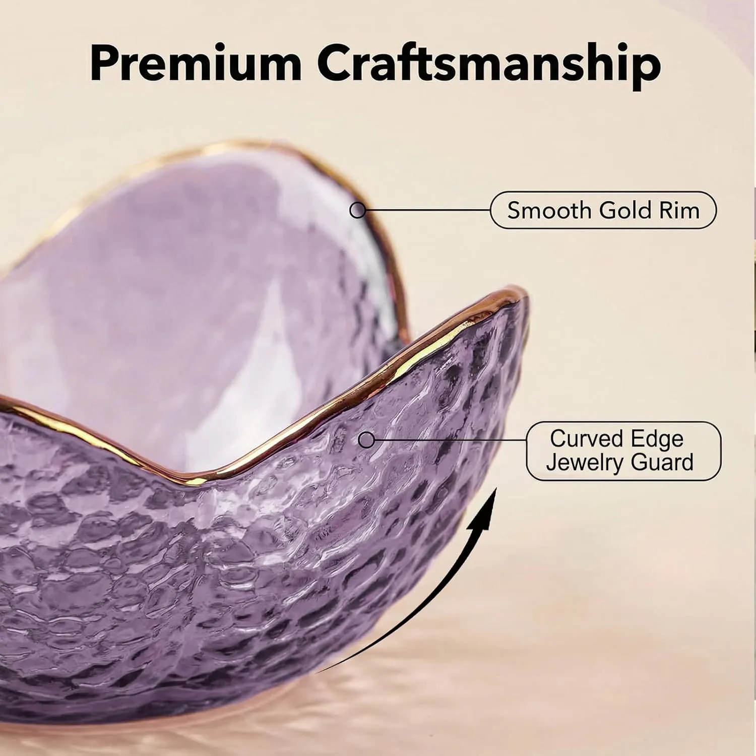 Purple flower jewelry dish with small accessories