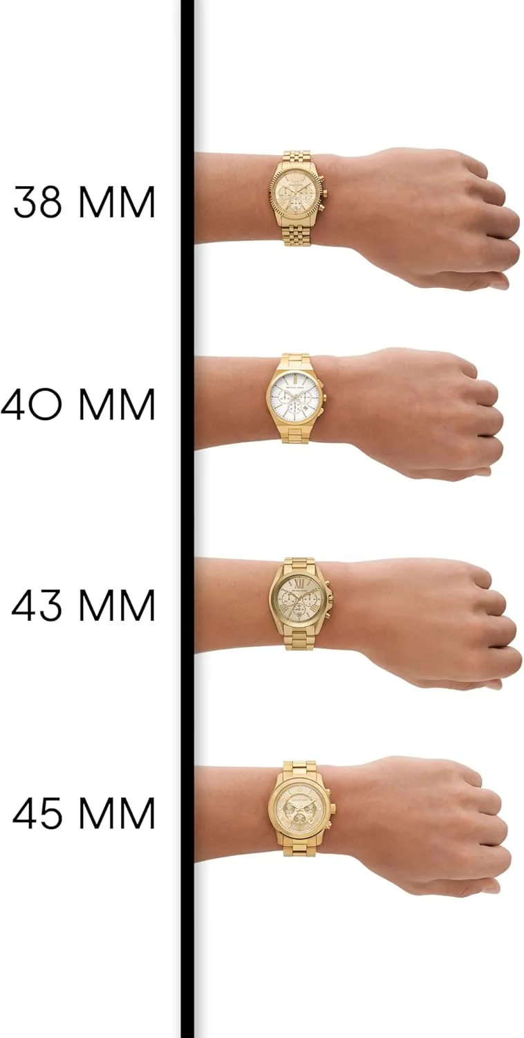 Watch size guide showing different case sizes on wrist