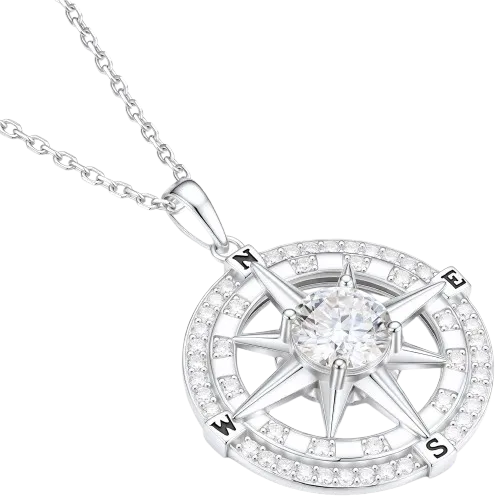 MOOSEA Compass Moissanite Necklace