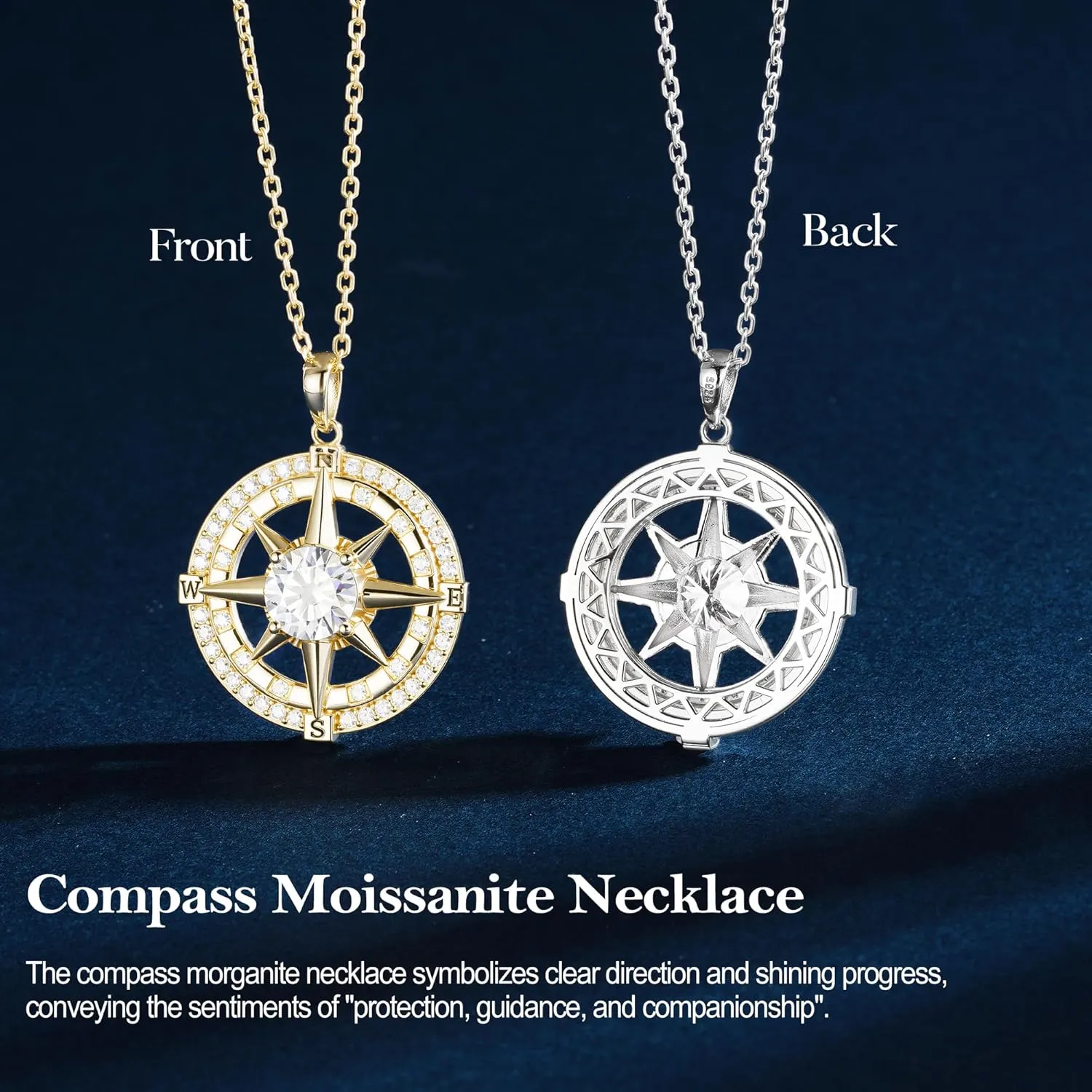 MOOSEA moissanite necklace detail and size view