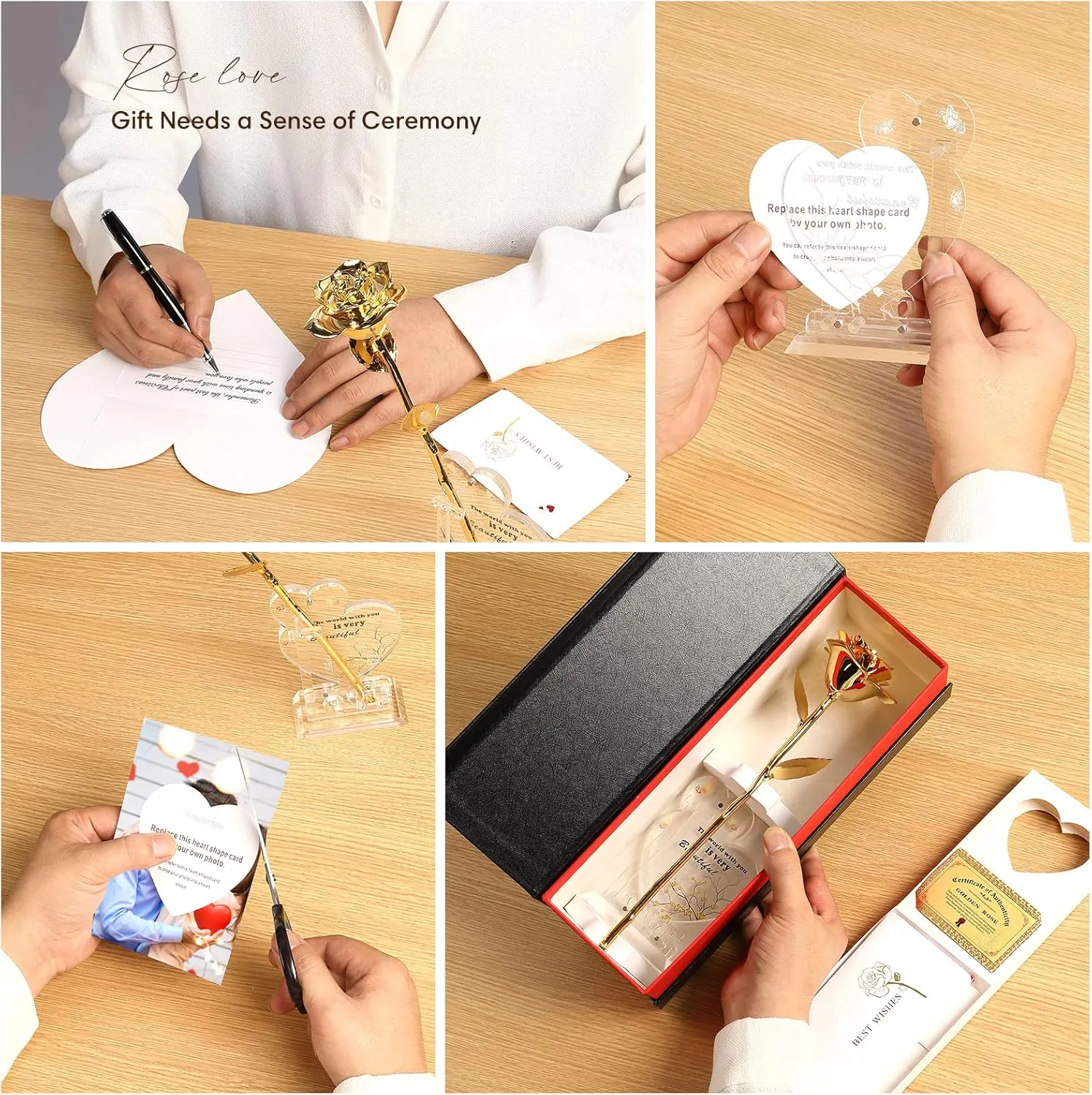 Gold rose decorative keepsake display