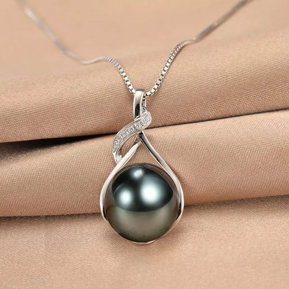 NONNYL Tahitian black pearl necklace styled elegantly