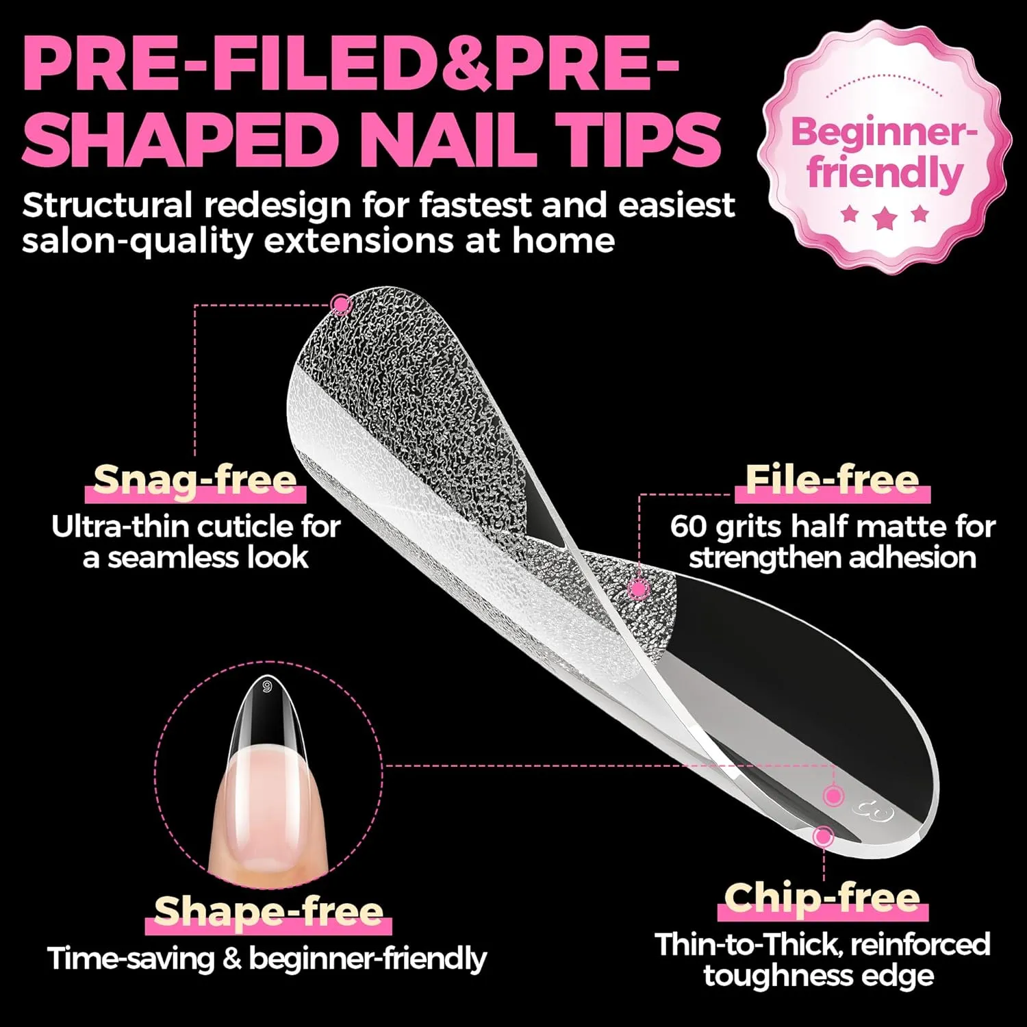 UNA GELLA pre-filled and pre-shaped nail tip feature graphic