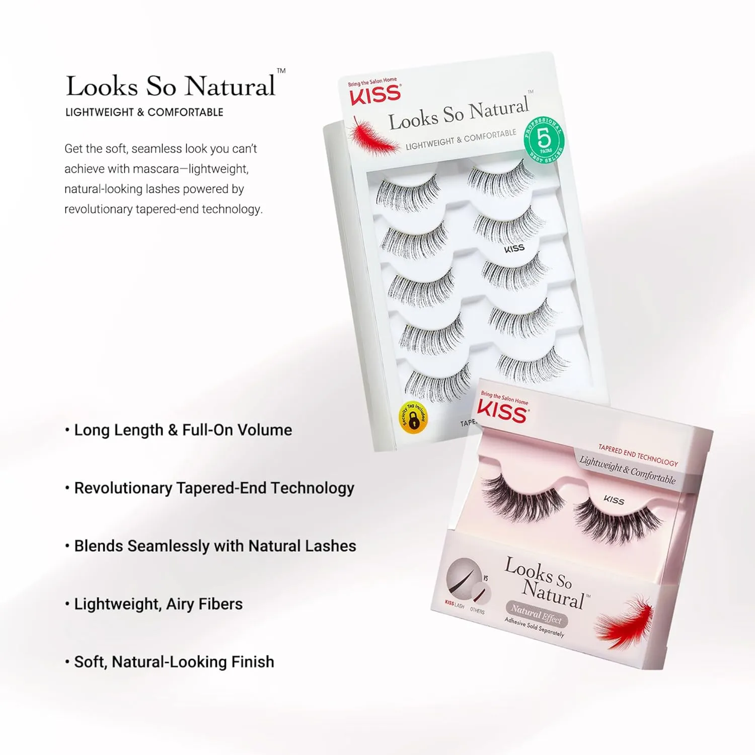 KISS Looks So Natural lash packaging and lightweight lash feature notes